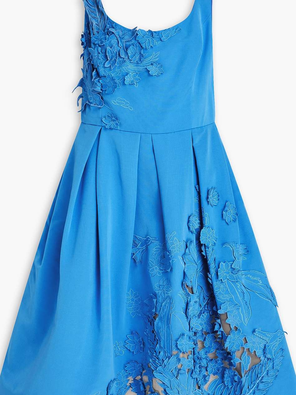 laser-cut appliquéd taffeta dress