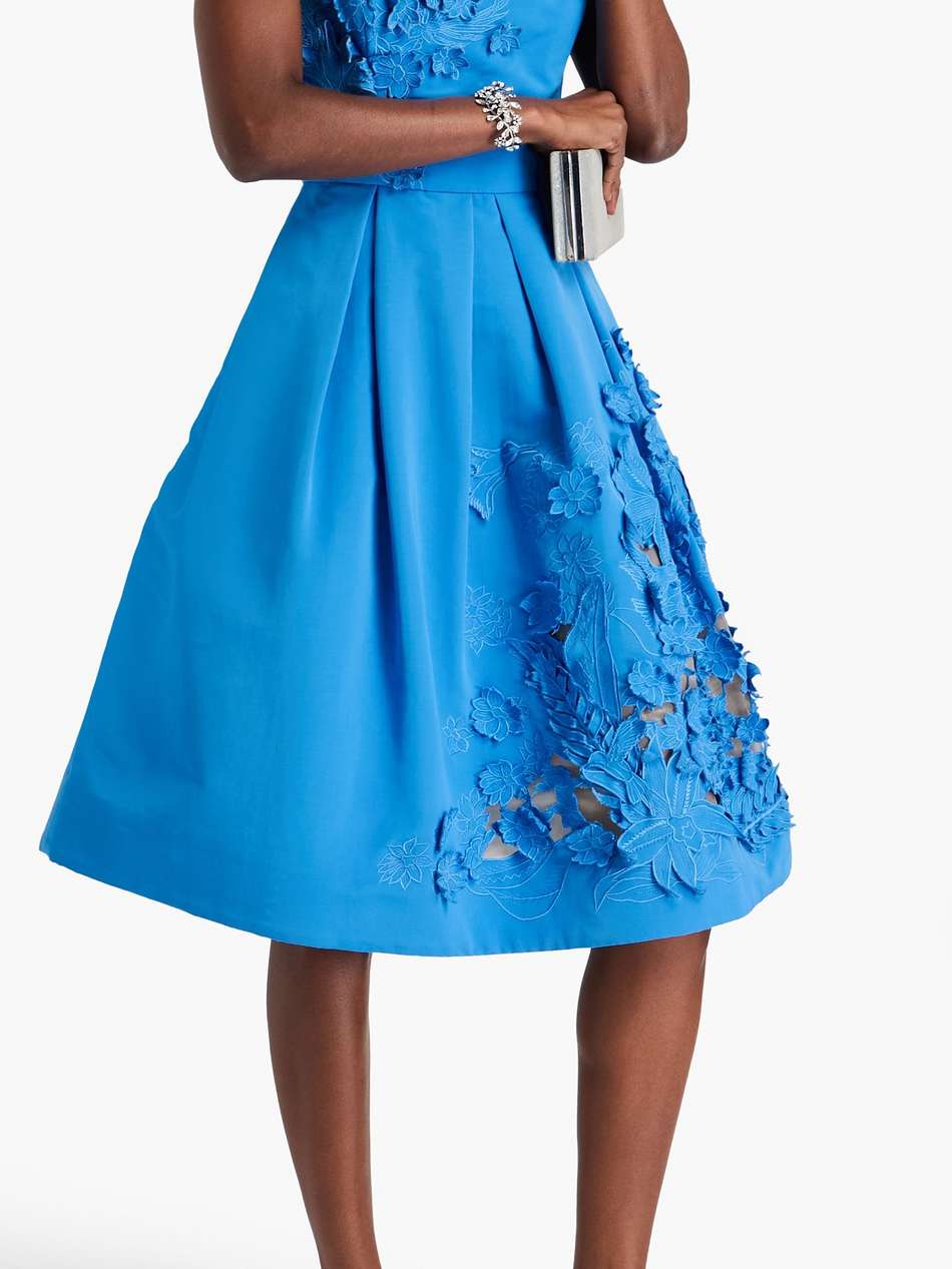 laser-cut appliquéd taffeta dress
