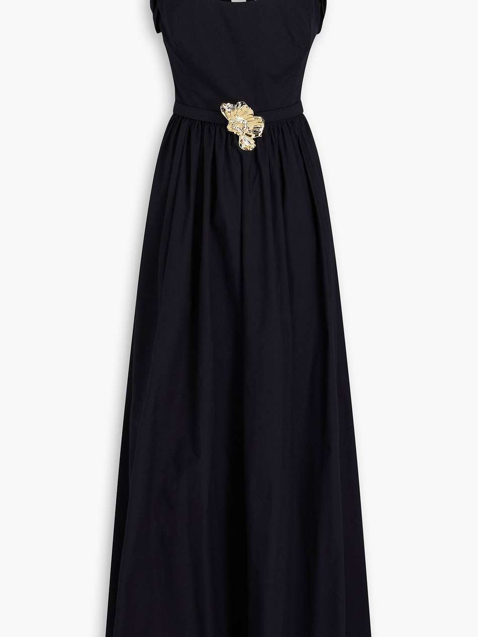 belted cotton-blend poplin maxi dress
