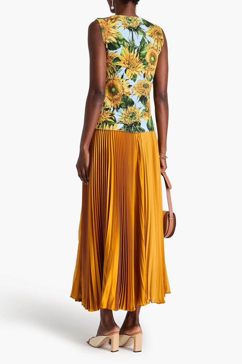 OSCAR DE LA RENTA Floral-print cotton-blend tank