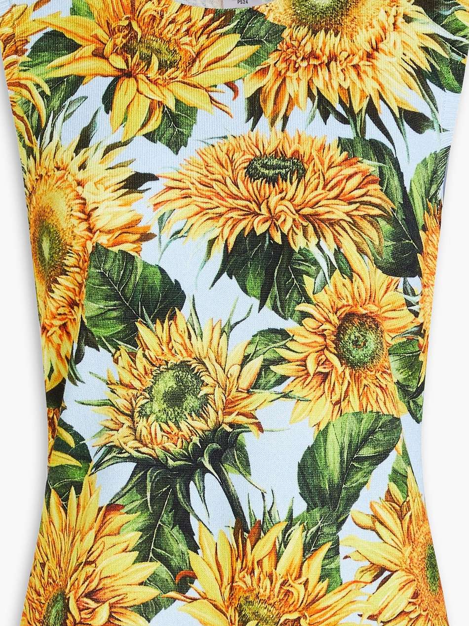 floral-print cotton-blend tank