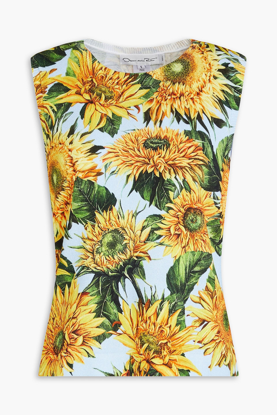 Oscar De La Renta Floral-print Cotton-blend Tank In Yellow