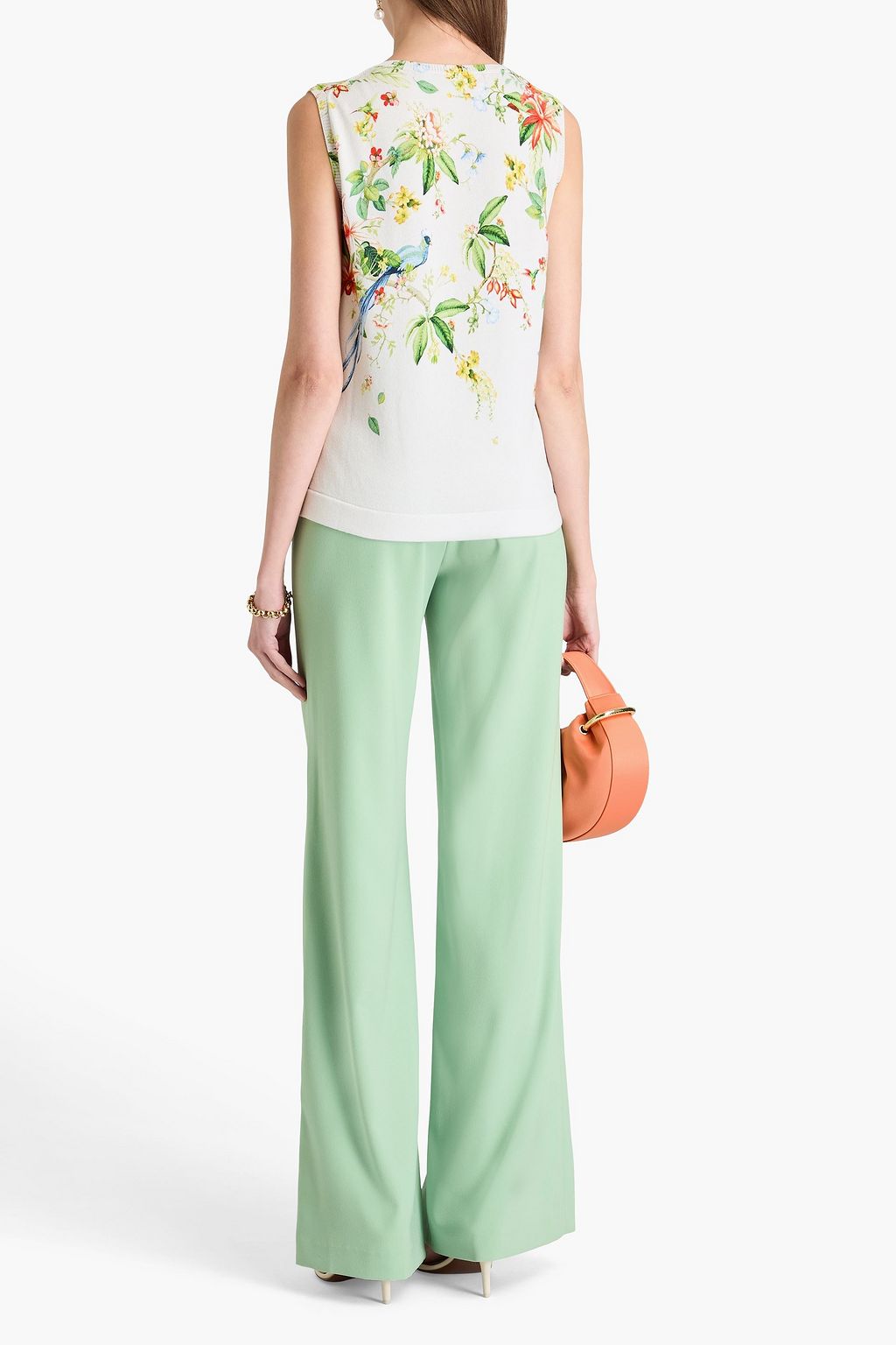 OSCAR DE LA RENTA Floral-print cotton-blend tank