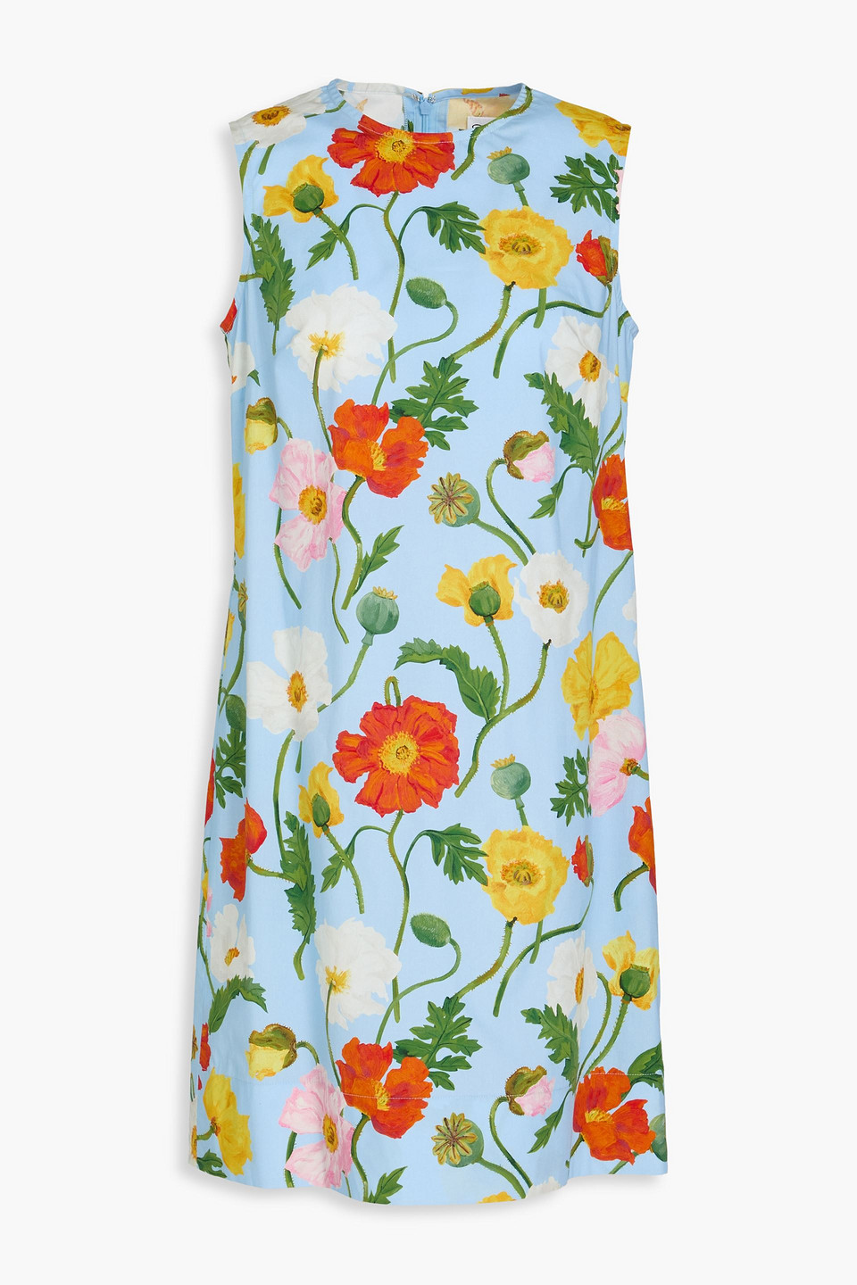 Floral-print cotton-blend poplin mini dress