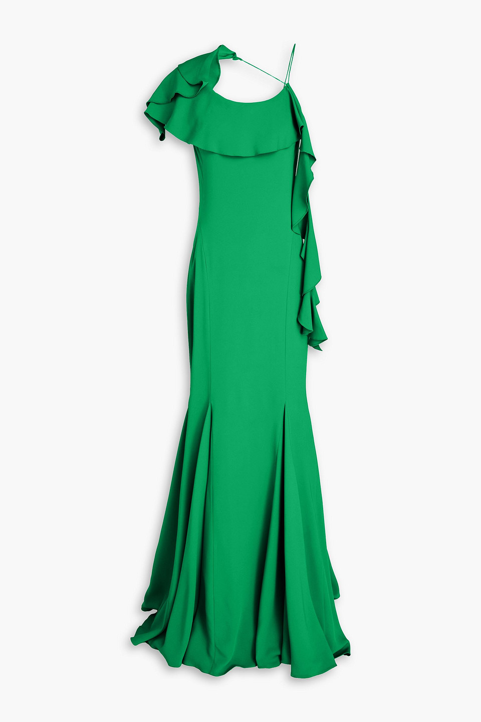 Oscar De La Renta Ruffled Cady Gown In Green
