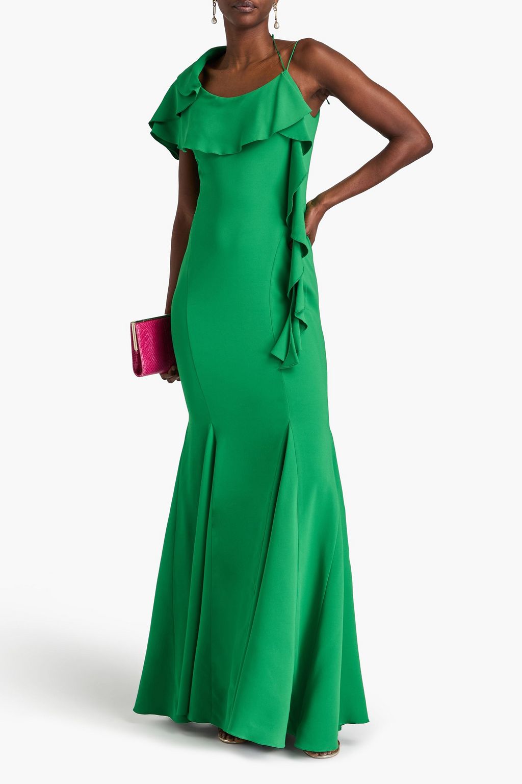 OSCAR DE LA RENTA Ruffled cady gown