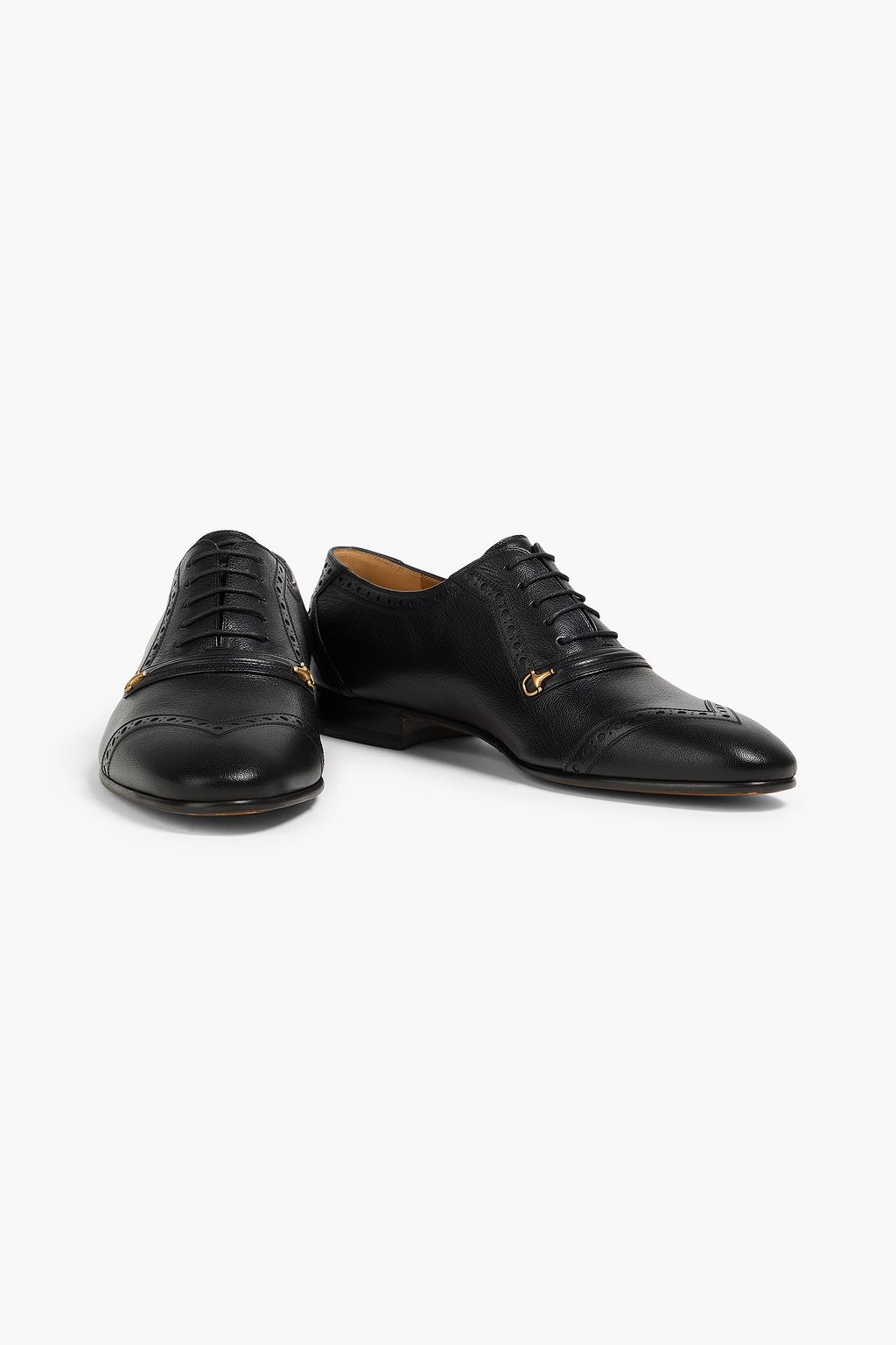 GUCCI Embellished textured-leather brogues