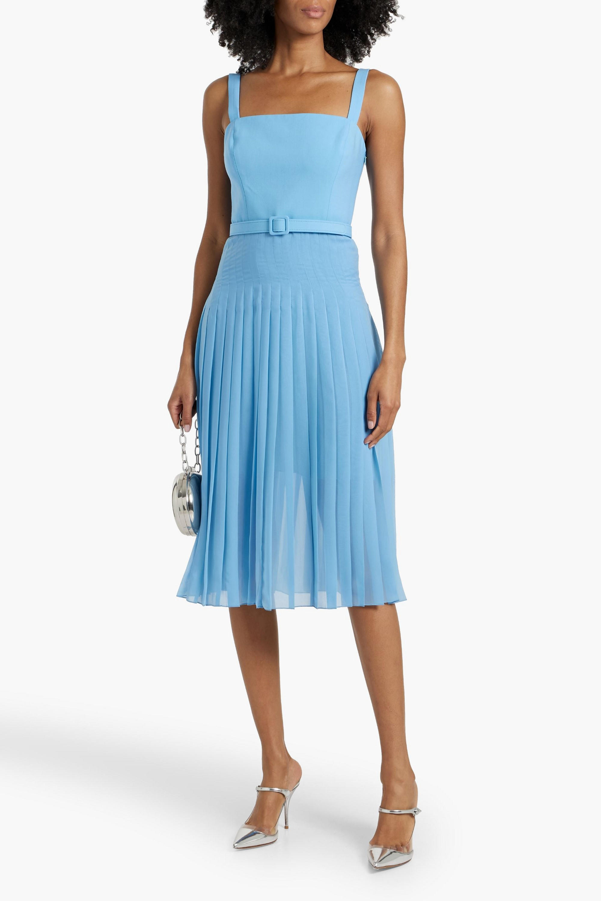 Oscar de la Renta Pleated chiffon and wool-blend midi dress