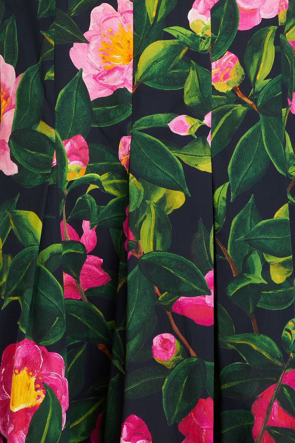 OSCAR DE LA RENTA Pleated floral-print cotton-blend poplin midi dress
