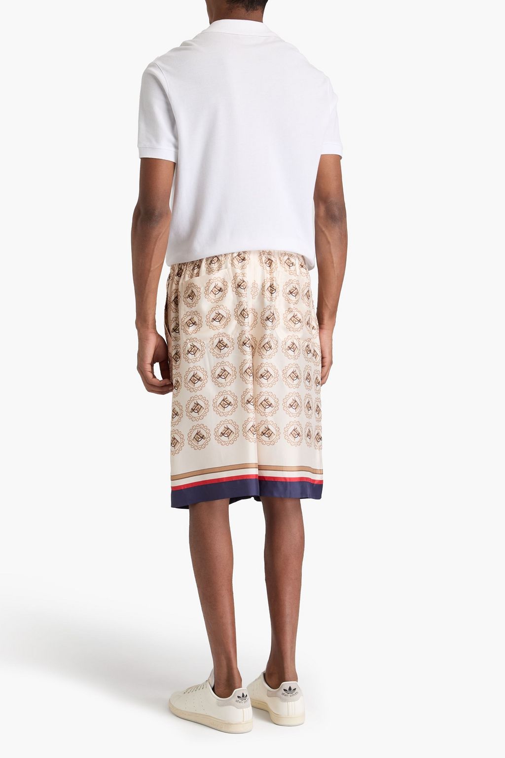 GUCCI Printed silk-twill shorts