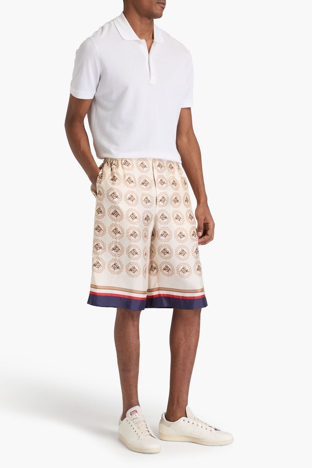 GUCCI Printed silk-twill shorts