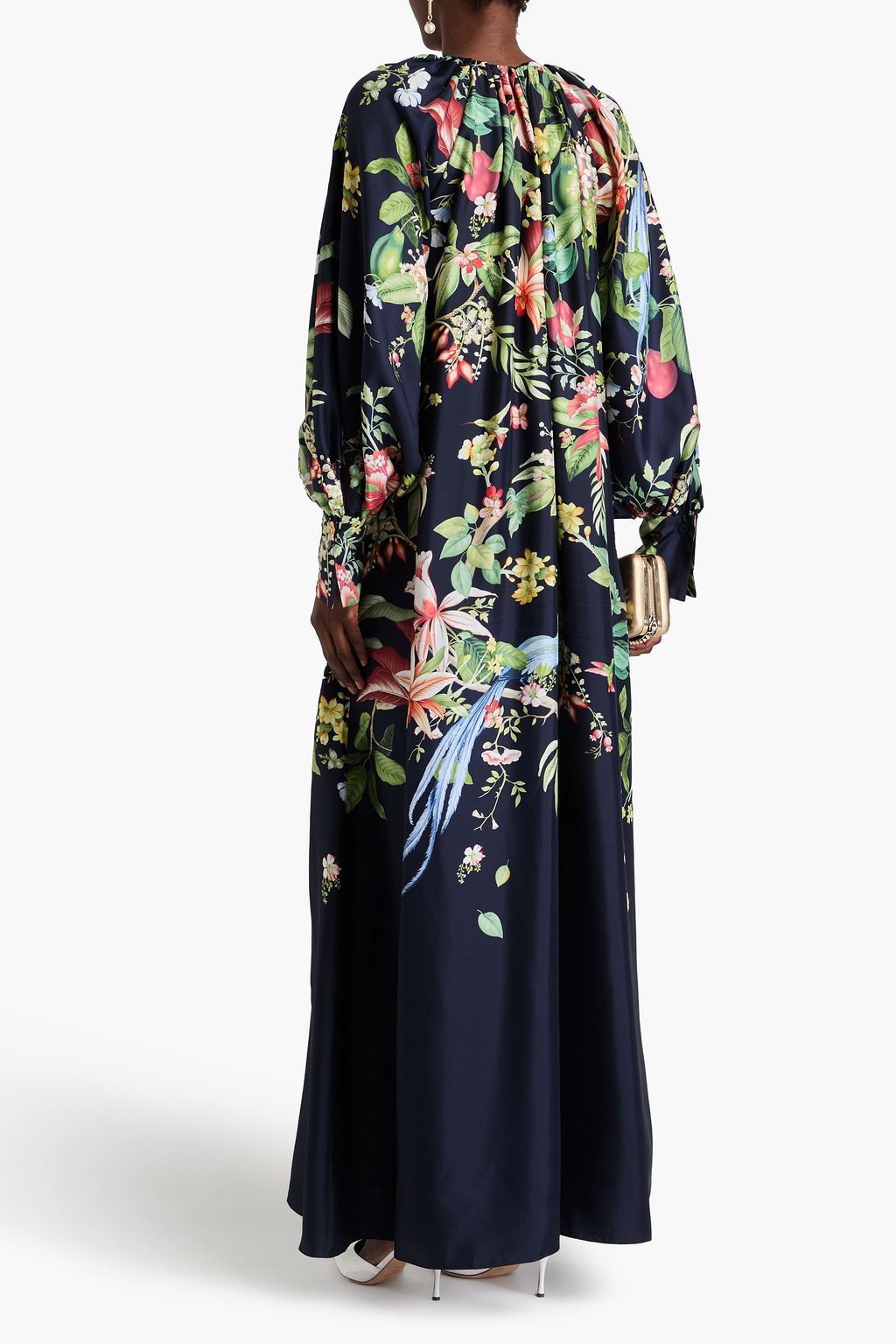 OSCAR DE LA RENTA Floral-print silk-twill maxi dress