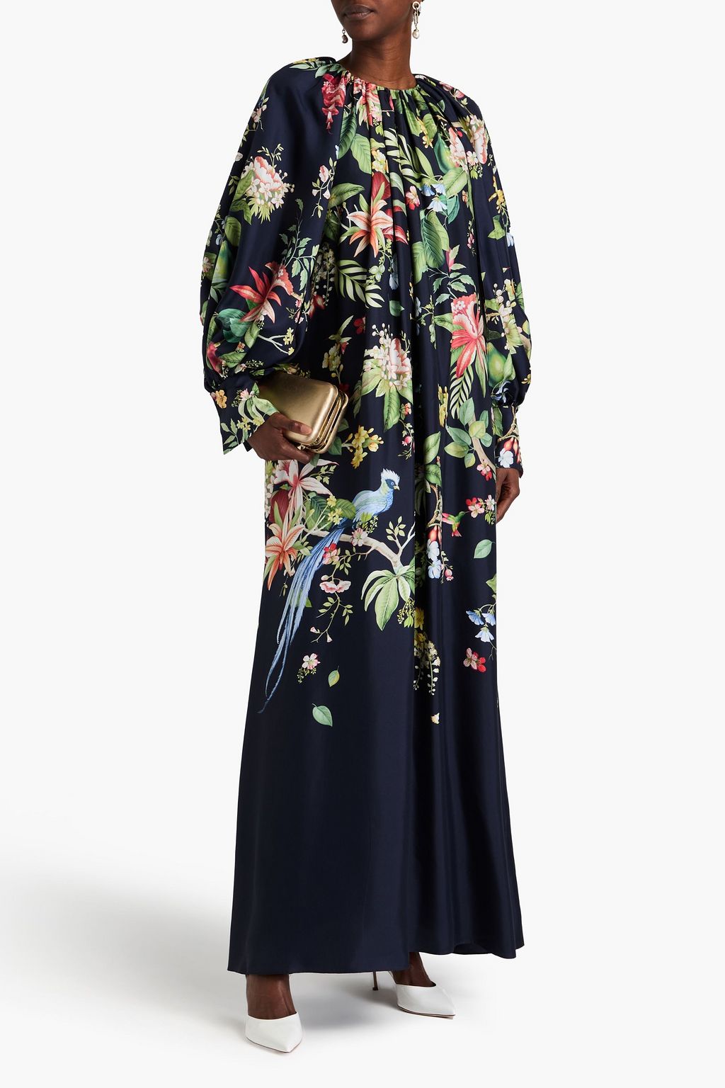 OSCAR DE LA RENTA Floral-print silk-twill maxi dress