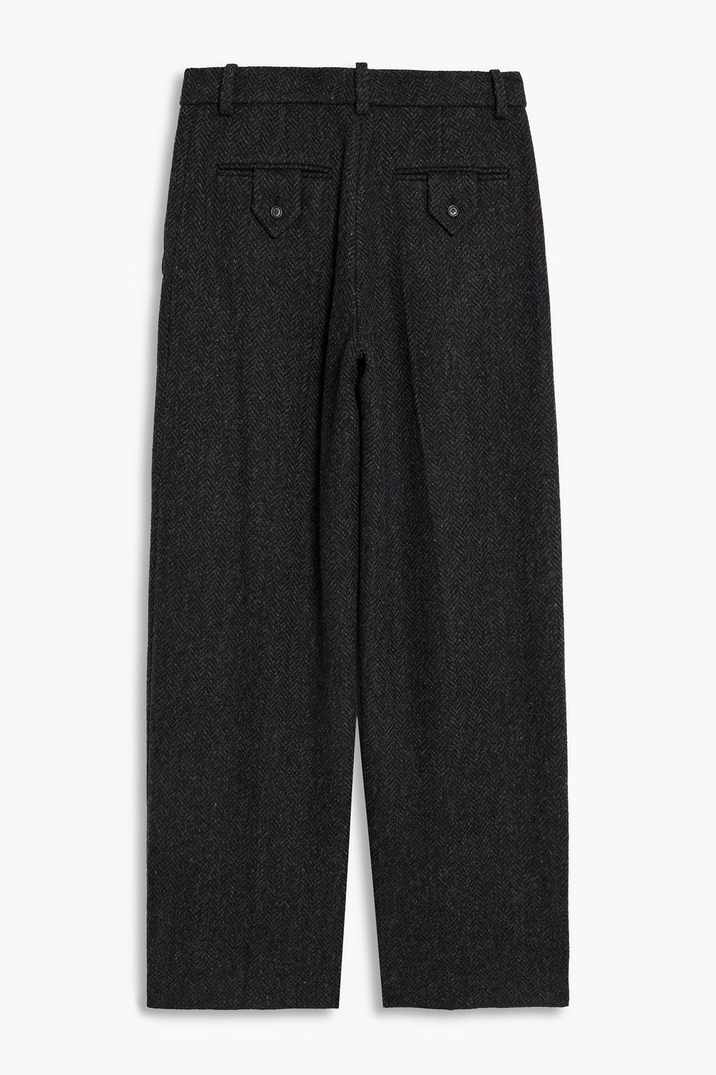 VALENTINO GARAVANI Pleated herringbone wool-blend wide-leg pants