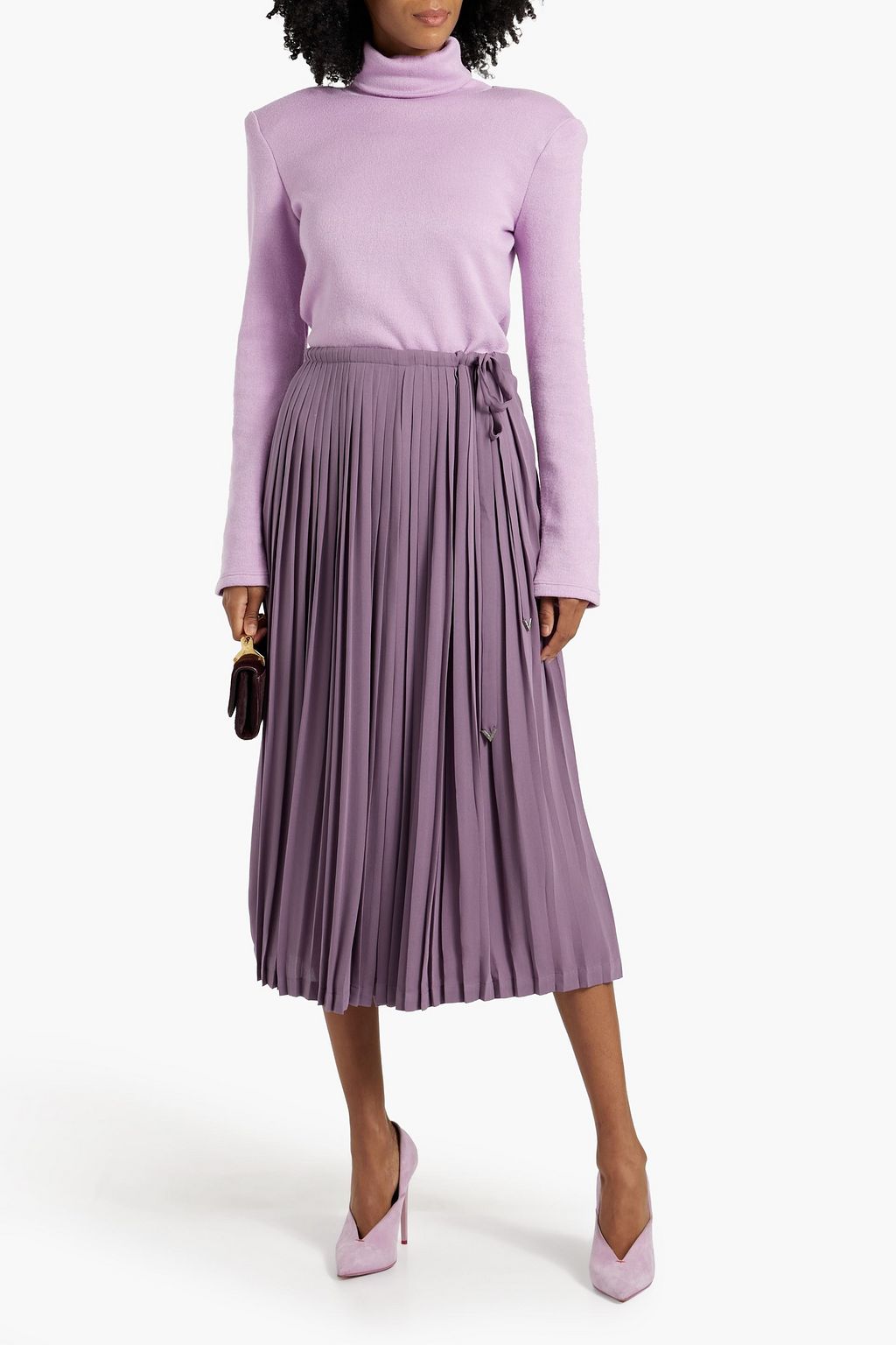 VALENTINO GARAVANI Pleated silk-crepe culottes