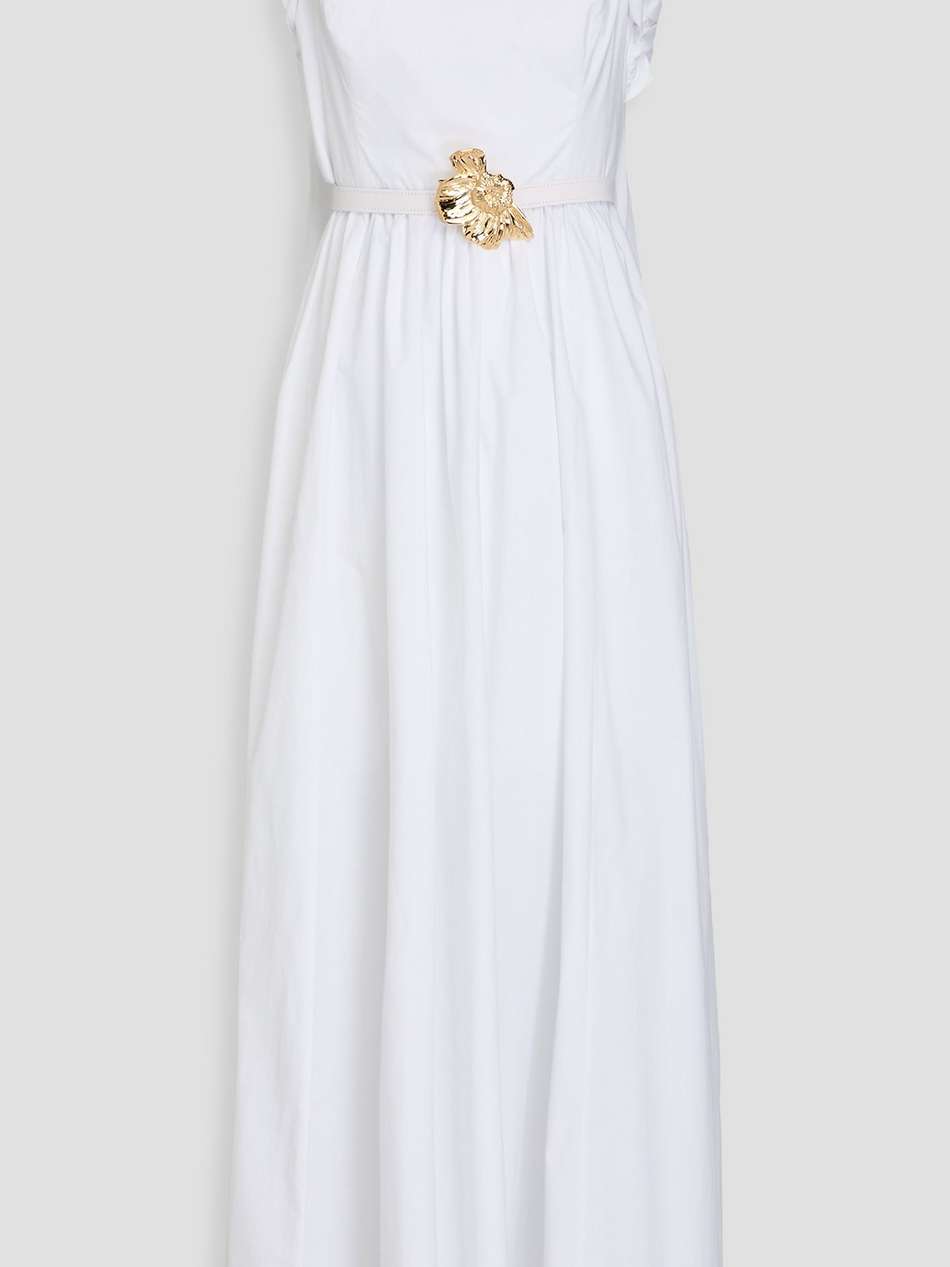 belted cotton-blend poplin maxi dress