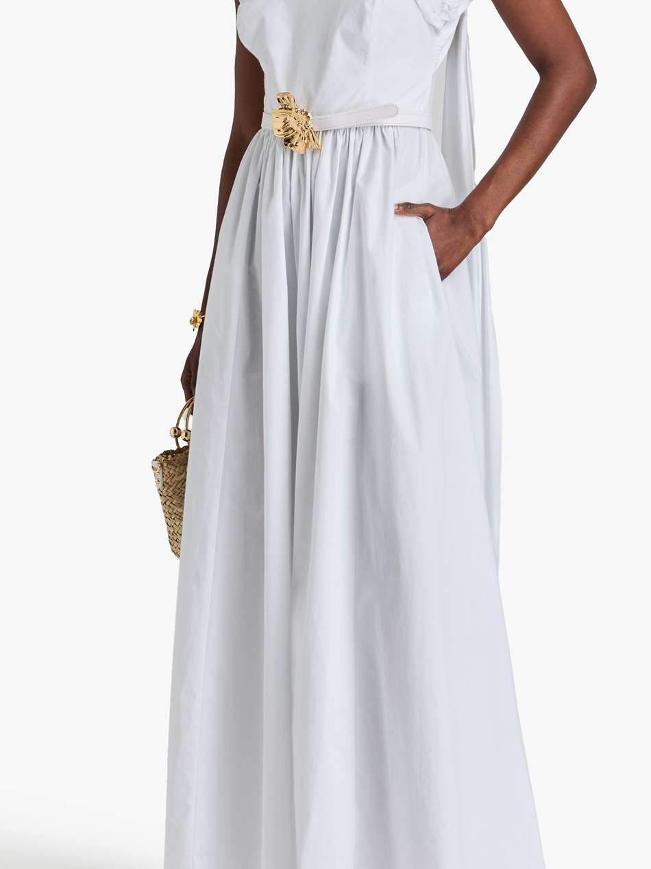 belted cotton-blend poplin maxi dress
