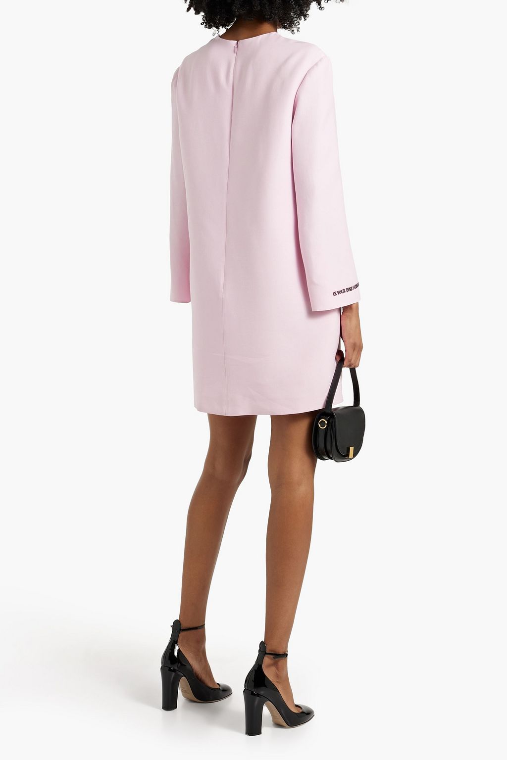 VALENTINO GARAVANI Embroidered wool and silk-blend crepe mini dress