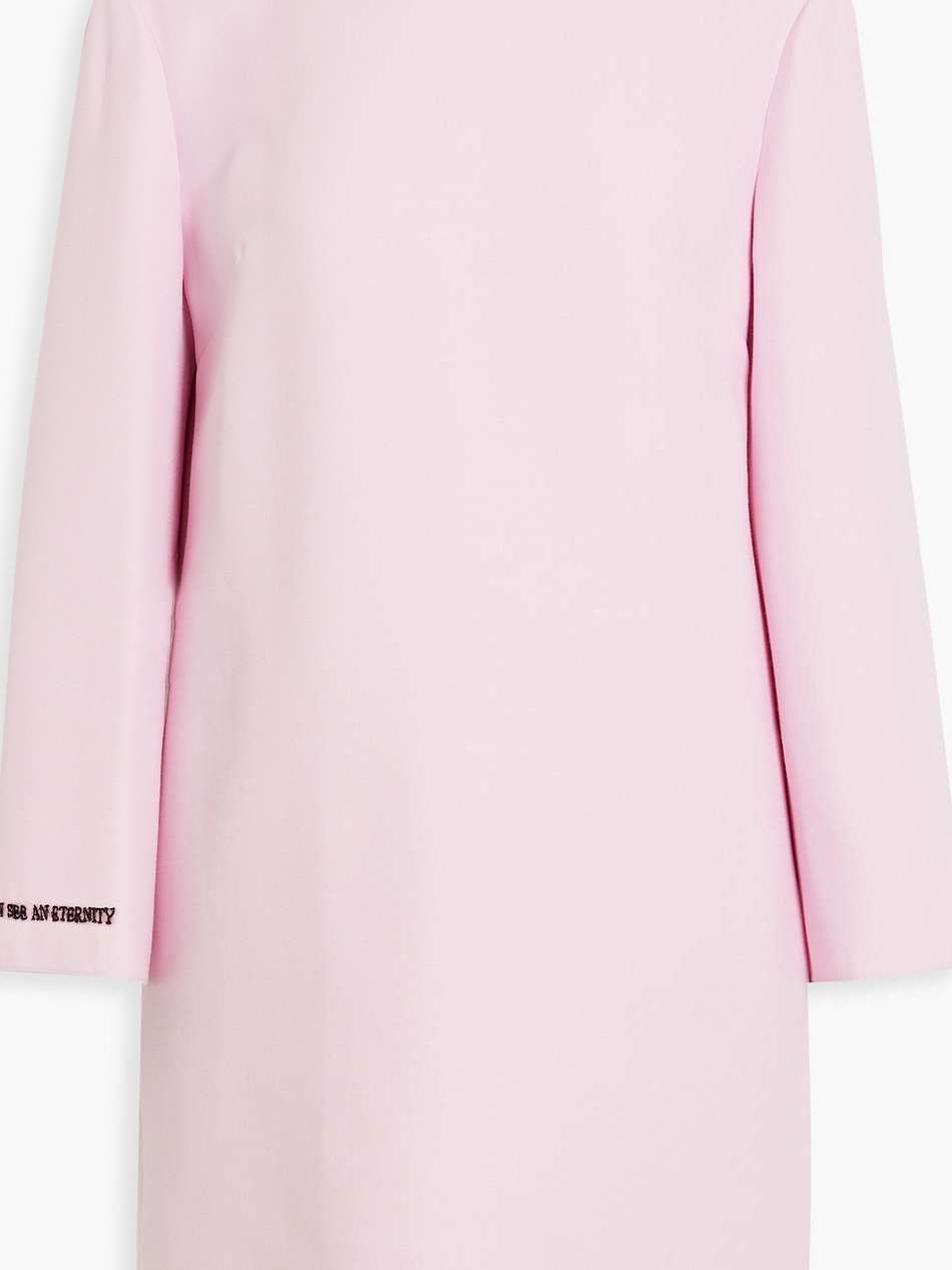 embroidered wool and silk-blend crepe mini dress