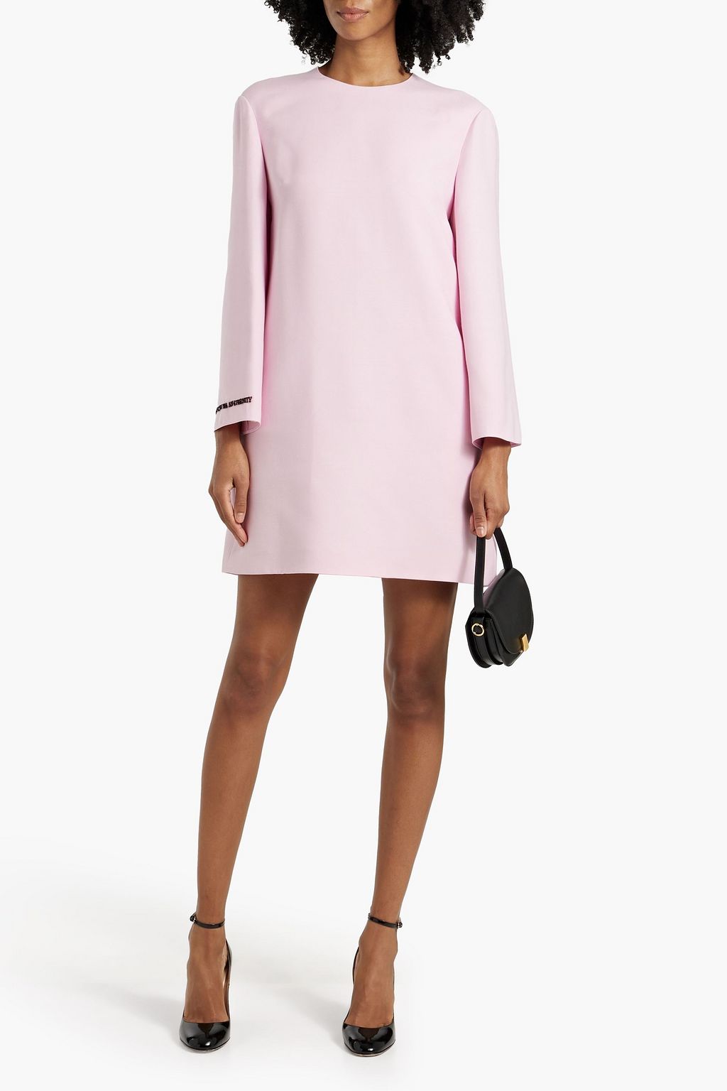 VALENTINO GARAVANI Embroidered wool and silk-blend crepe mini dress