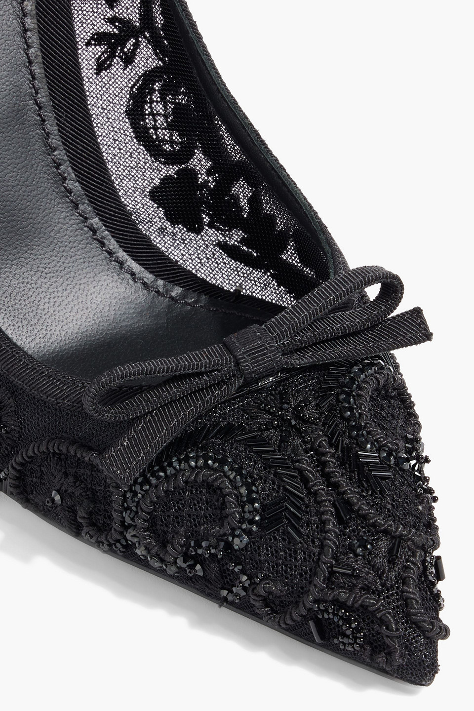 Dolce & Gabbana Bead-embellished Mesh Slingback Pumps In Black