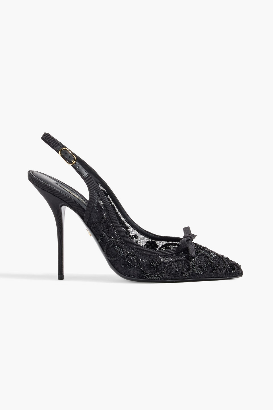 Dolce & Gabbana Bead-embellished Mesh Slingback Pumps In Black
