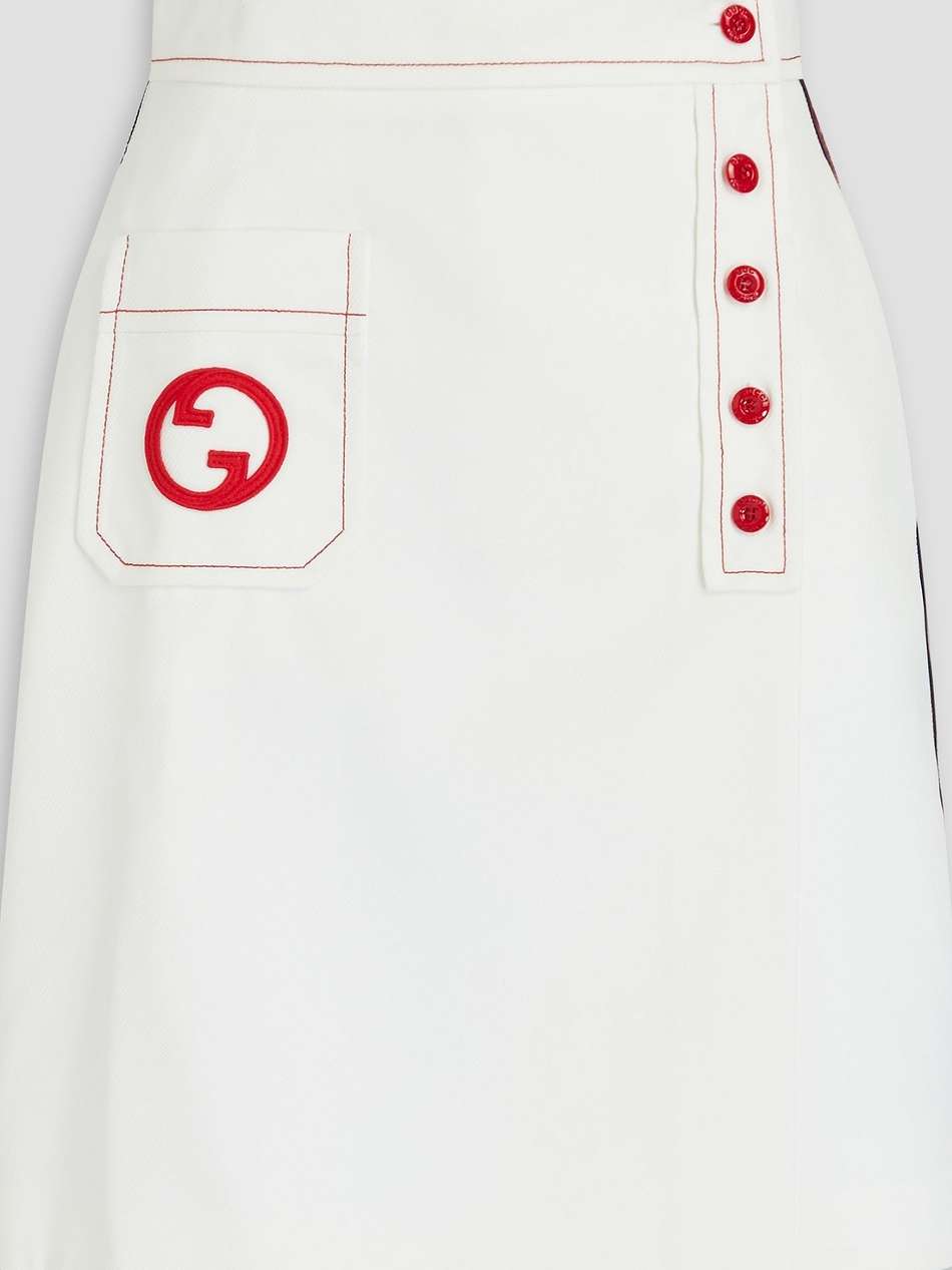 embroidered twill mini wrap skirt