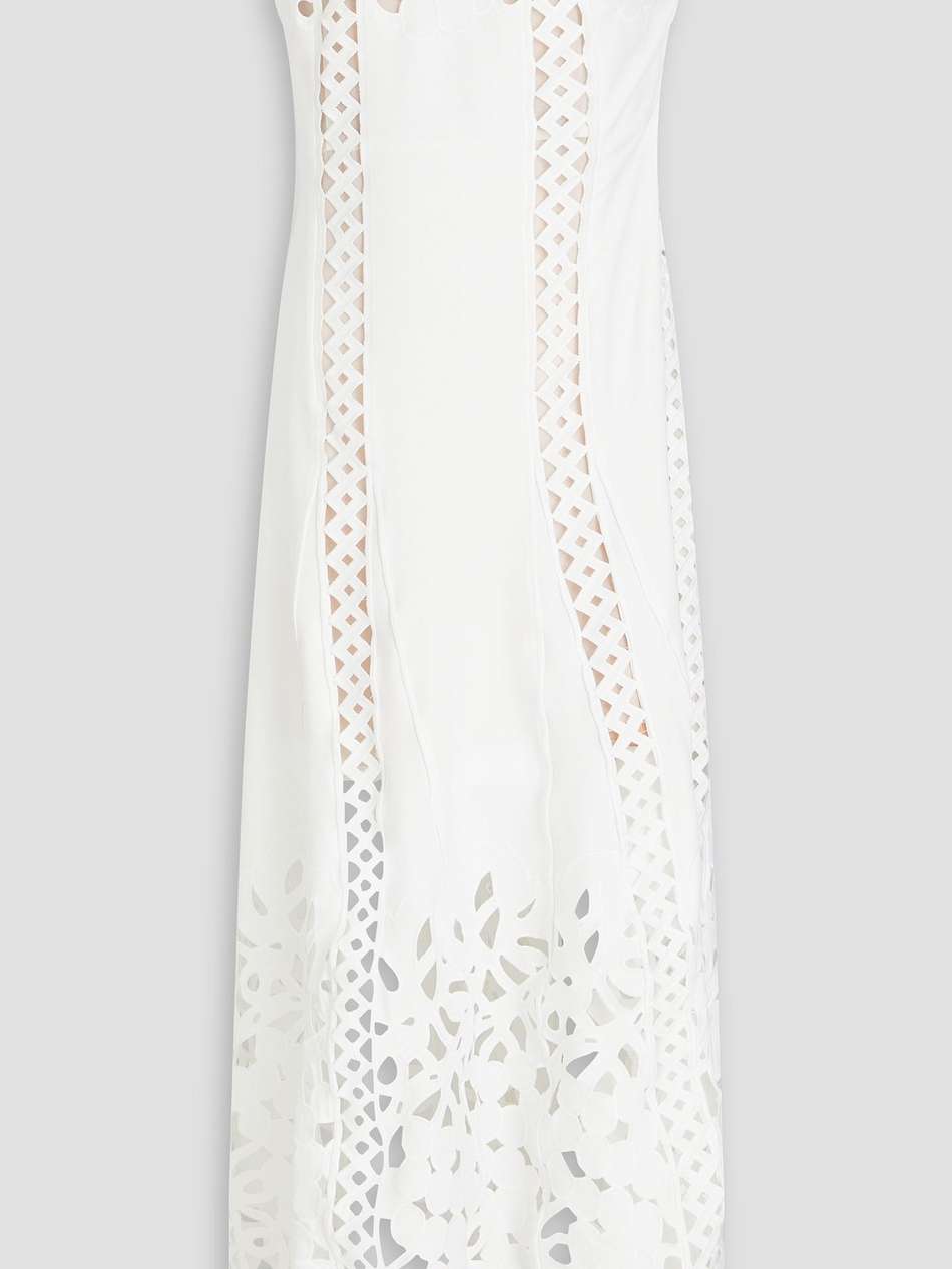 strapless guipure lace maxi dress