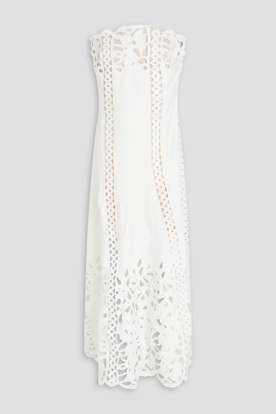 Strapless guipure lace maxi dress