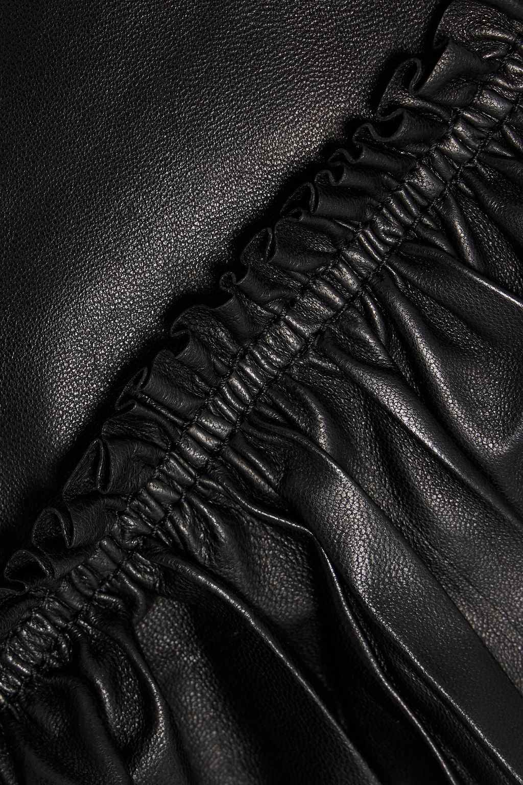 VALENTINO GARAVANI Skirt-effect ruffled leather shorts