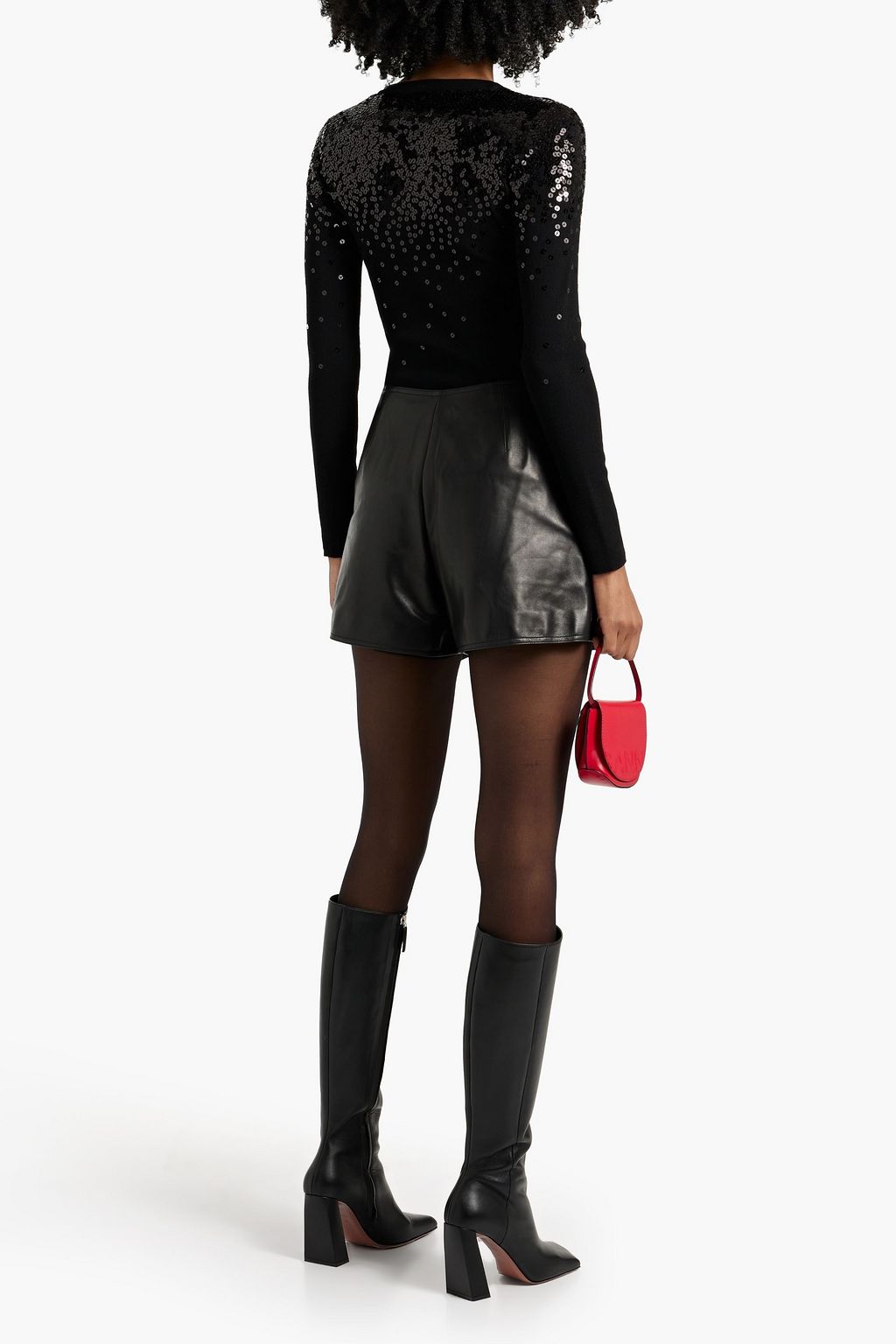 VALENTINO GARAVANI Skirt-effect ruffled leather shorts