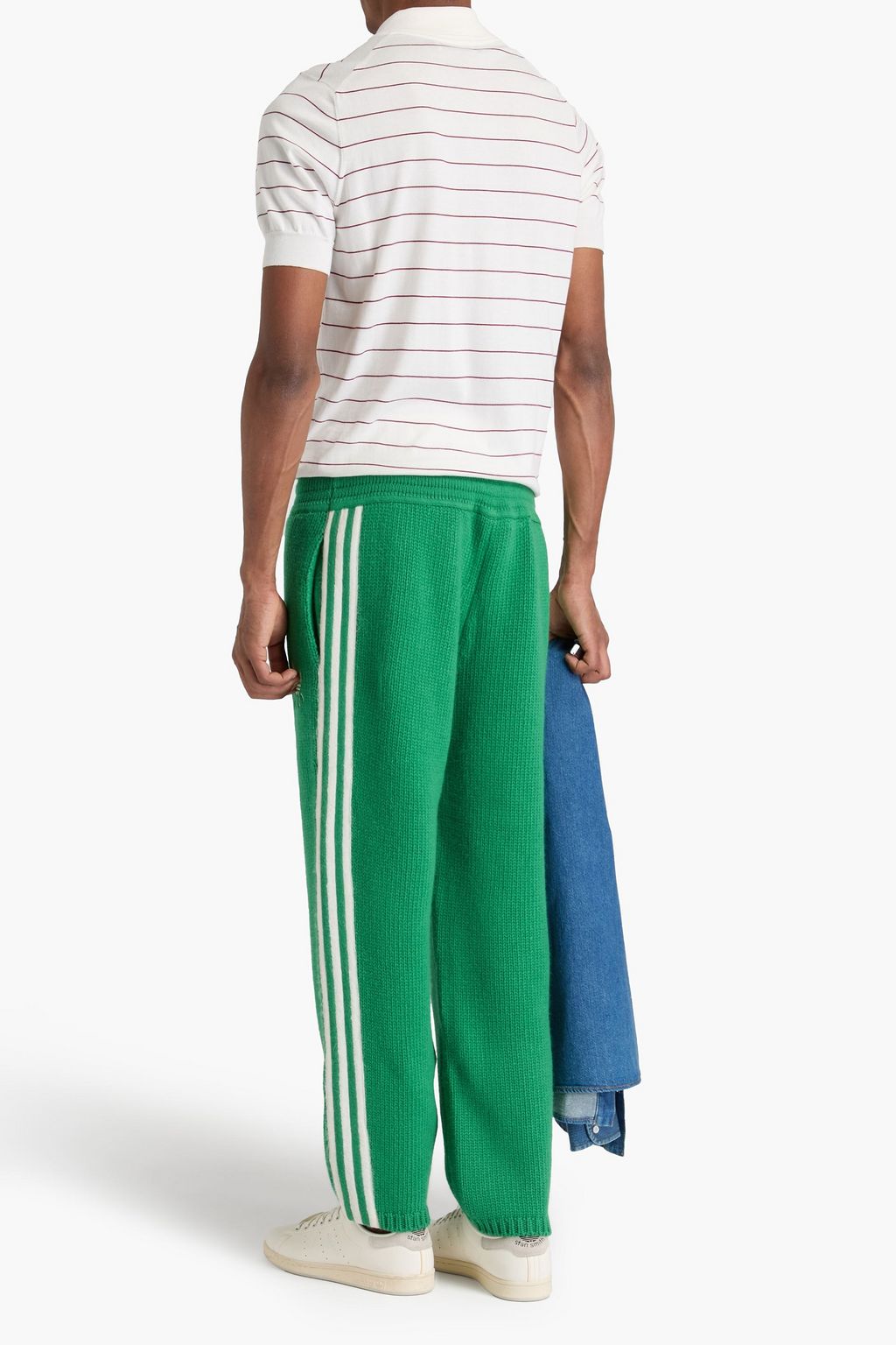ADIDAS X GUCCI بنطال رياضي مصنوع من الصوف بتصميم مطرّز