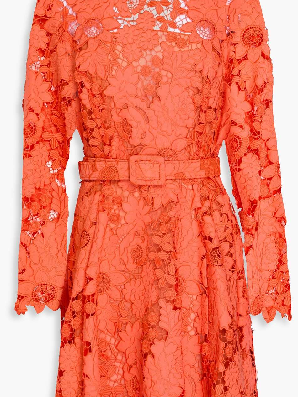 belted cutout guipure lace mini dress