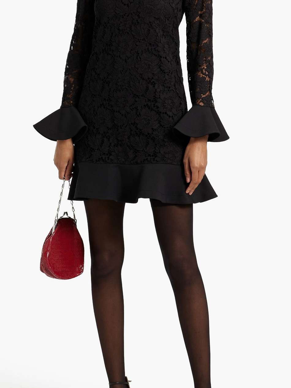 fluted cotton-blend corded lace mini dress