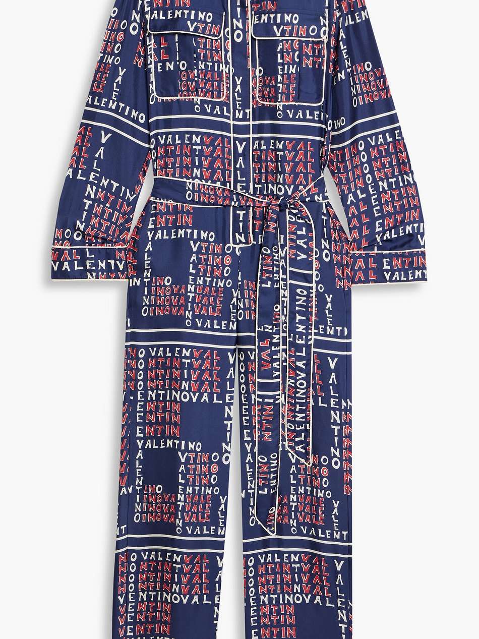 printed silk-twill jumpsuit