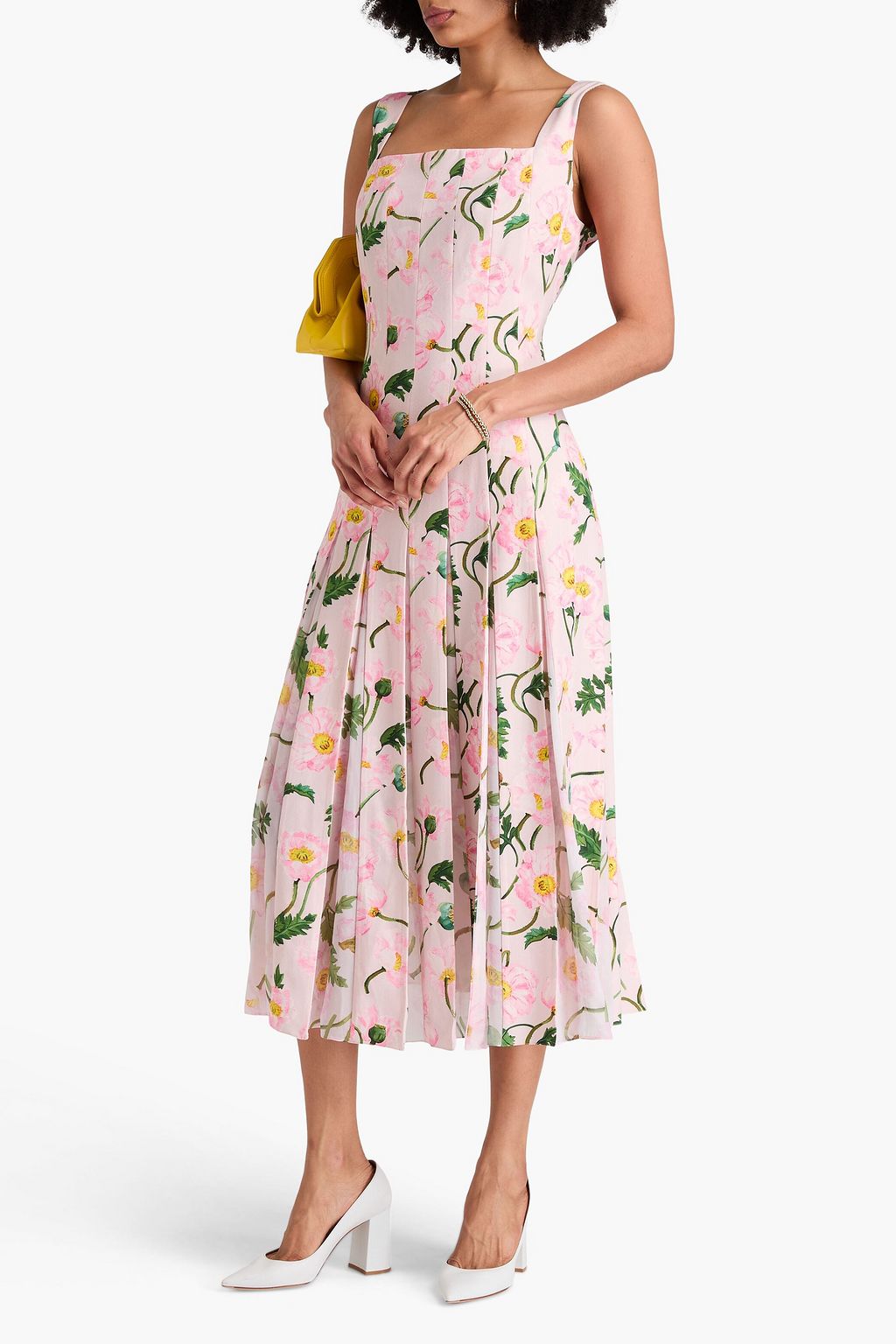 OSCAR DE LA RENTA Floral-print crepe midi dress