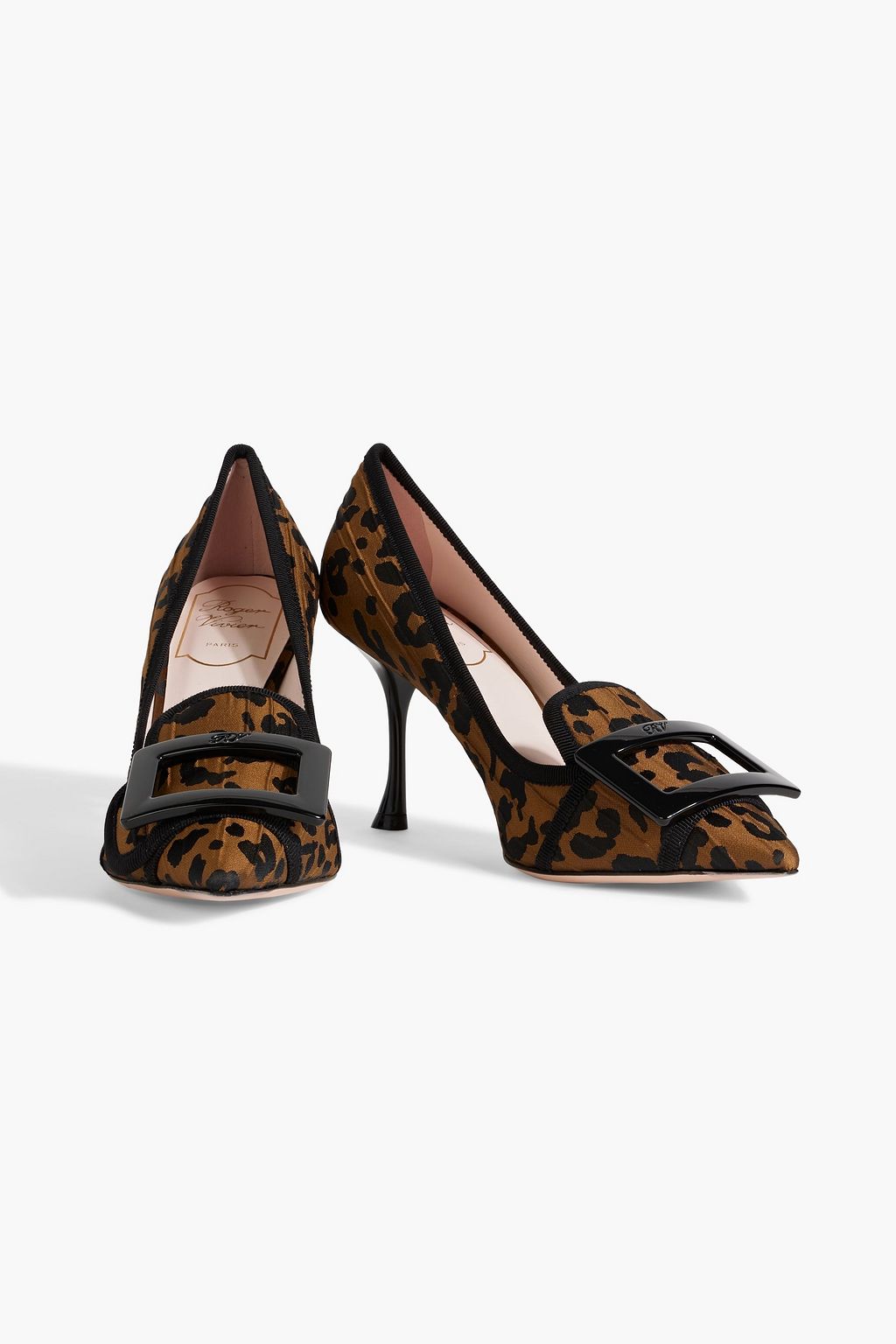 ROGER VIVIER Buckled leopard-jacquard pumps