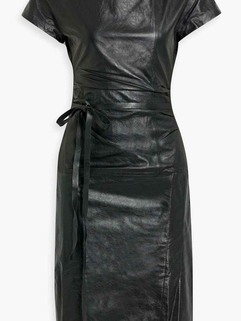 wrap-effect leather dress