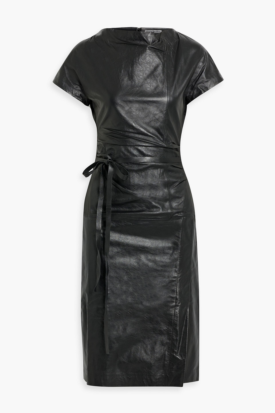 Acne Studios Wrap-effect Leather Dress In Black