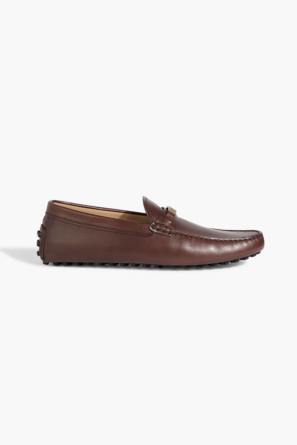 Tod's Embellished Leather Loafers In Brown