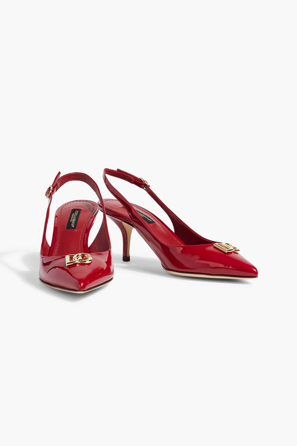 DOLCE&GABBANA Embellished patent-leather slingback pumps