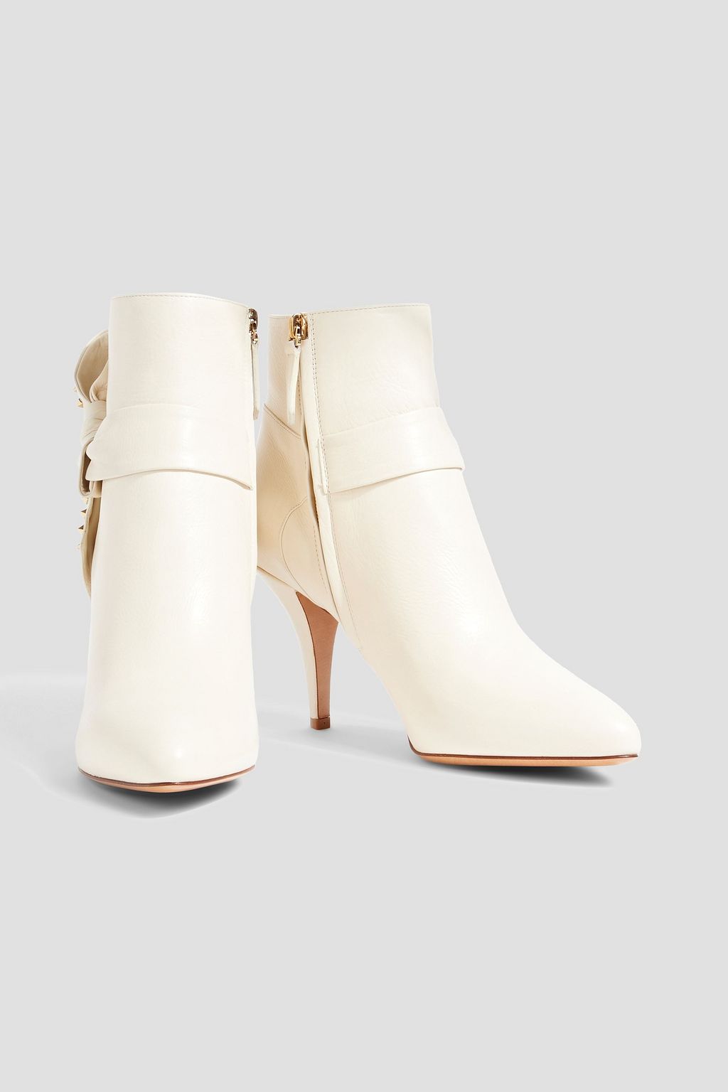 VALENTINO GARAVANI Rockstud bow-detailed leather ankle boots