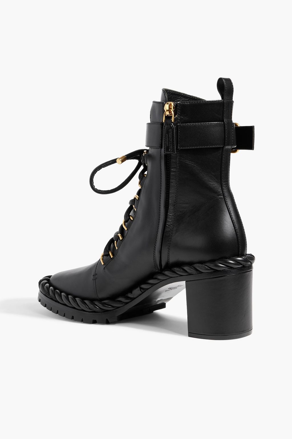 VALENTINO GARAVANI Buckled leather combat boots