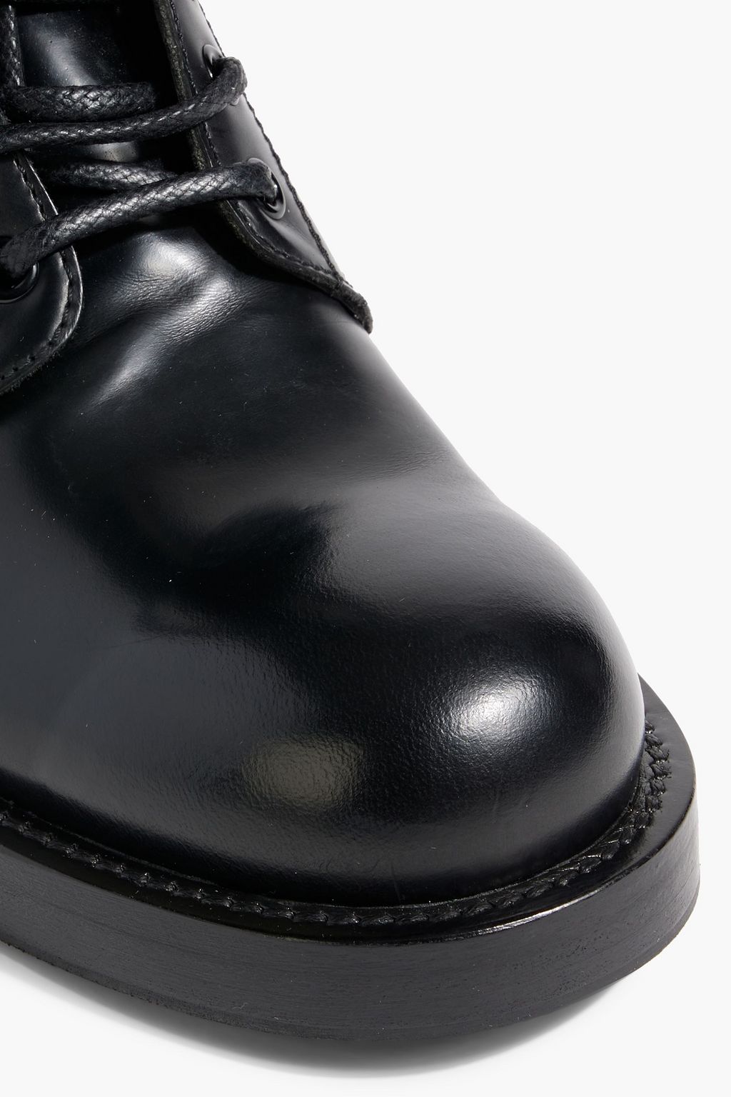 DOLCE&GABBANA Buckled glossed-leather combat boots