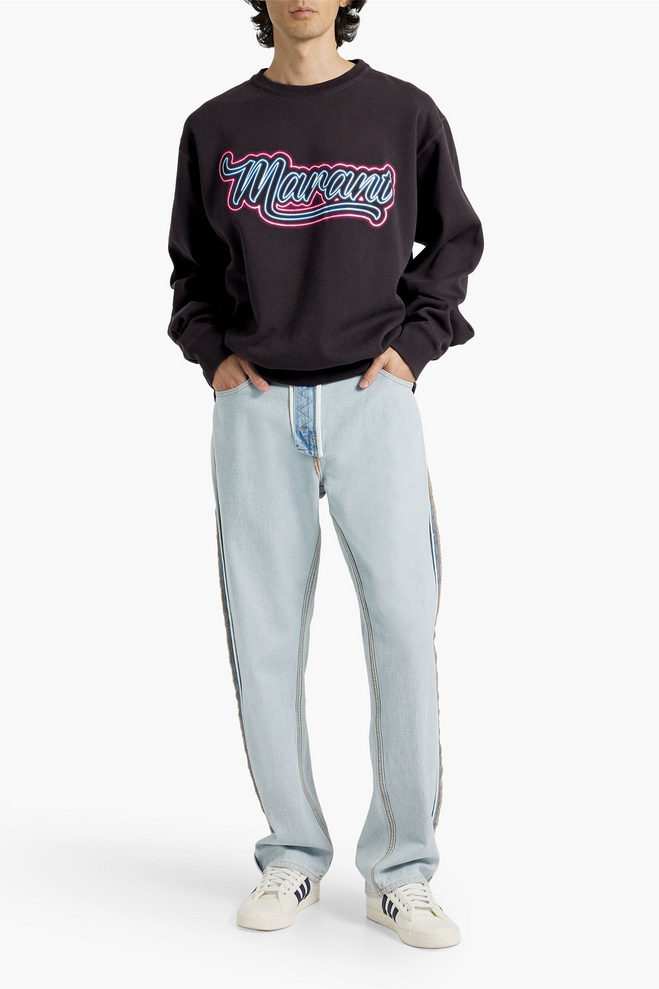 Isabel Marant Miko Printed Cotton-blend Fleece Sweatshirt In Black