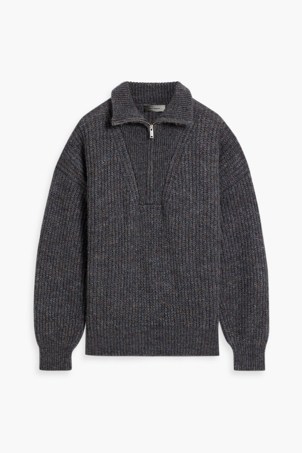 Isabel Marant Ribbed-knit Half-zip Sweater In Anthracite