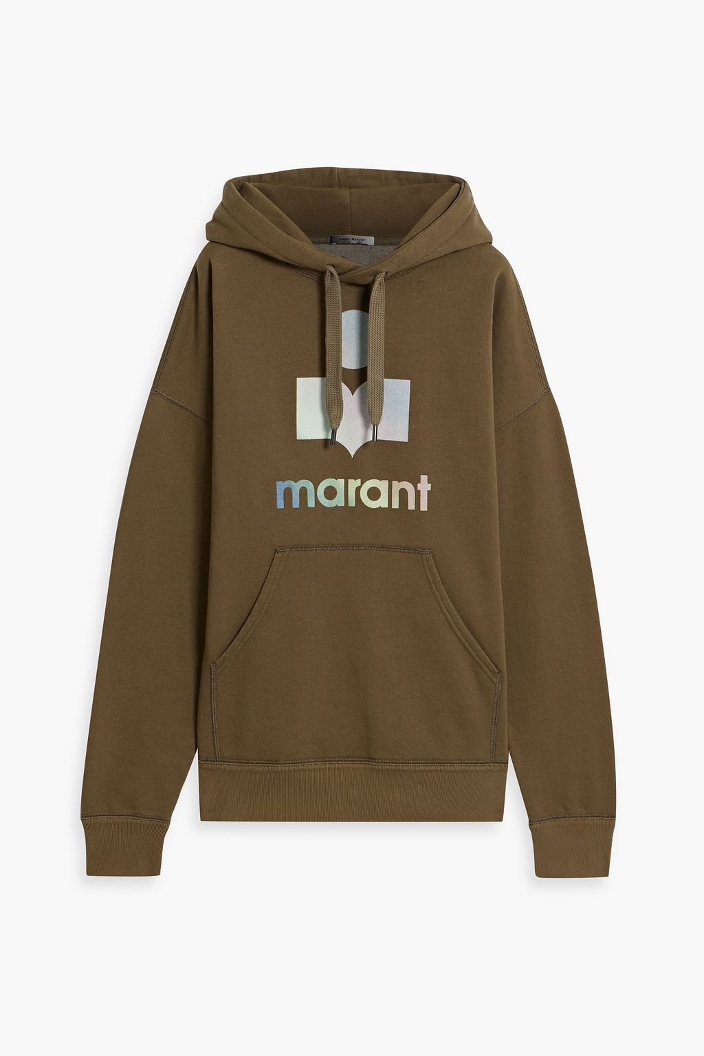 Miley flocked cotton blend fleece hoodie army green S