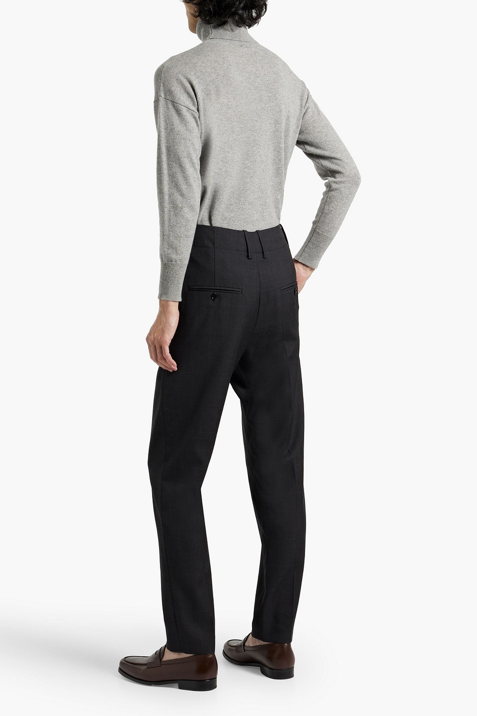 Isabel Marant Prince Of Wales Checked Wool Pants In Anthracite