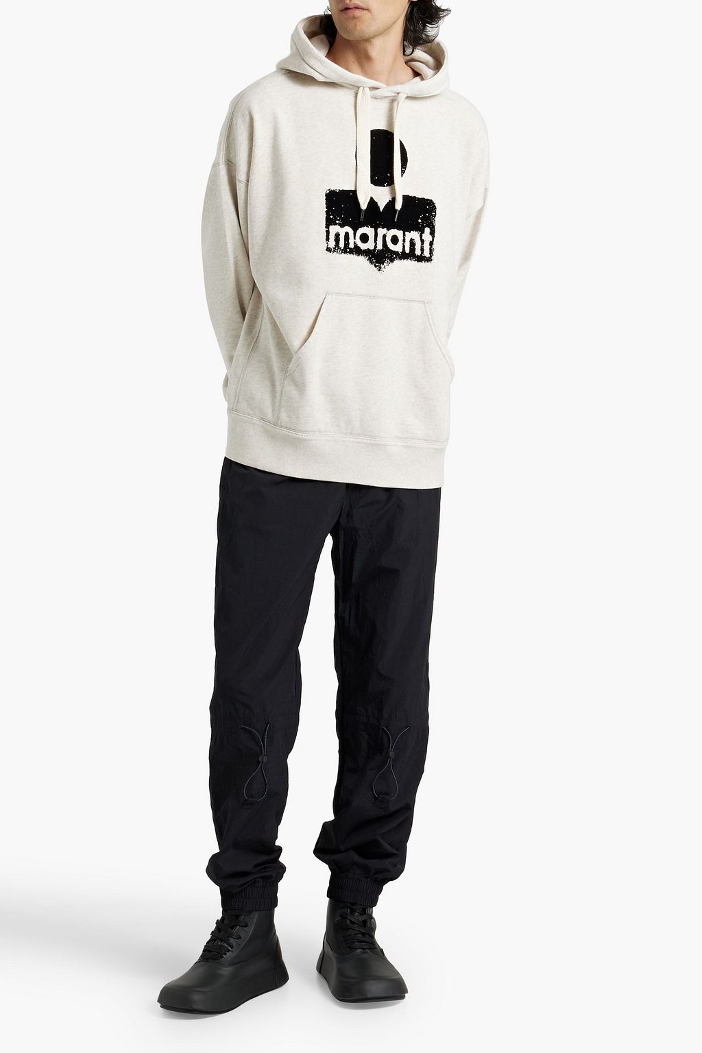 ISABEL MARANT Miley flocked cotton-blend fleece hoodie