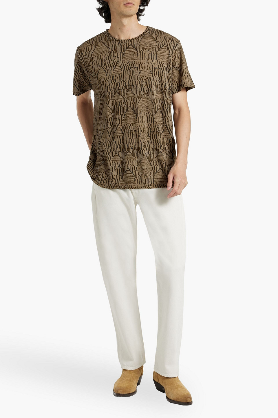 Isabel Marant Printed Linen-jersey T-shirt In Army Green